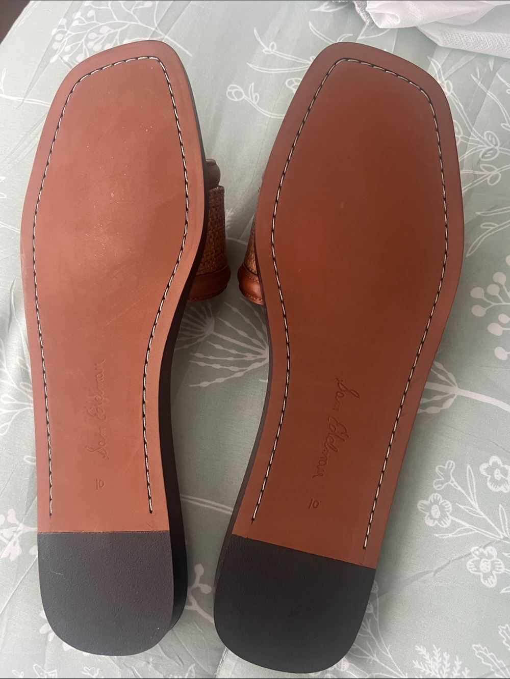Sam Edelman Tan Brown Woven Leather Slide Sandals - Picture 3 of 5